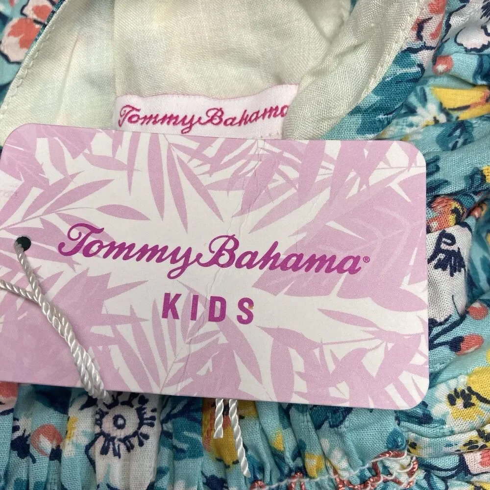 NWT TOMMY BAHAMA blue multicolor floral flutter sleeves baby girl dress 24M